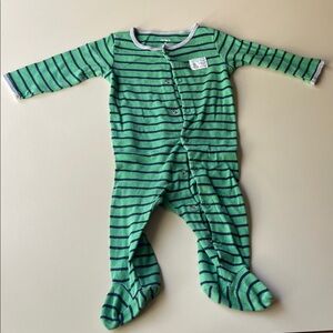 Carter’s Green & Navy Striped Kids Sleep & Play Footie